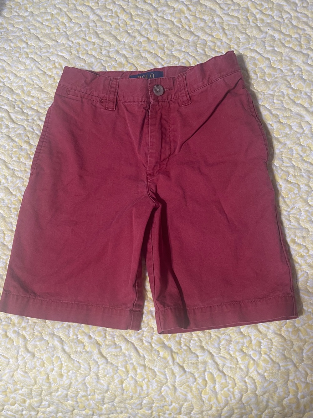 Polo Ralph Lauren Boys Size 6 Red/Salmon Chino Shorts Classic Flat Front
